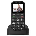 ukuu Big Button Mobile Phone for Elderly Easy to Use Basic Mobile Phone SIM Free Unlocked Senior Mobile Phone with SOS Button, Speed Dial, 800mAh, Bluetooth and Charging Dock-Black