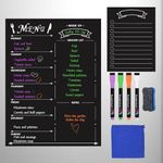 Thboxes 2 Pack Magnetic Weekly Meal Planner Board for Fridge, Dry Eraser Menu Board Meal Planner and Shopping List, Includes 4 Markers, 1 Eraser, 1 Rag