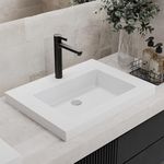 COGITIL Vessel Sink 23" Concrete Drop in Bathroom Sink, Industrial Minimalist Design, Durable Cement Finish, Easy Above Mount Installation. Handcrafted Art Piece For Any Bathroom, White