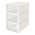 Cetomo D1050*3 50L*3. Plastic Stackable Storage Drawers, Storage box，Multi-Purpose Bins for Bedroom, Bathroom, Closet, Dorm, Craft Room, Garage, Nursery, Office, Under Sink,Clear,white