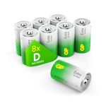 Size/Type D Batteries Pack of 8 LR20 batteries 1.5V by GP Batteries Type D Cell Size Extra Alkaline Batteries ideal for: Toys/Radio’s/Garden equipment