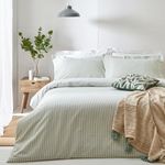 furn. Yard Hebden 100% Cotton Stripe Duvet Cover Set – Reversible Striped Bedding (Eucalyptus, King)