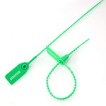 Leadseals(R) 100 Green Plastic Tamper Seals, Zip Ties for Fire Extinguishers Pull Tite Security Tags Numbered Disposable Self-Locking Tie 250mm Length