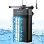 SainSmart XpertMatic UV Aquarium Filter for 20-50 Gallon Fish Tank, 220GPH Fish Tank Filter with Separate Triple Filtration & UV Light Sterilization Zones, Ideal for Clean Water & Fish Health