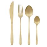 Salter BW11396EU7 Gold Cutlery Set, Chiltern 16 Piece Stainless Steel Flatware Set for 4 People, Knife & Fork Silverware, Knives Forks Spoons, Brushed Finish Tableware, Home Restaurant Party