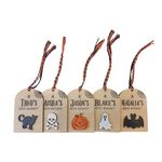 Personalised Boo Basket Tag, Wooden Halloween Tag, Spooky Gift Tag, Trick or Treat, Ghost, Pumpkin, Bat, Cat, Skull, Boo Basket Gift, Tombstone