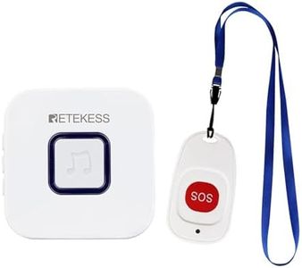Retekess TH101 Botón de Llamada de Emergencia, Personas Mayores Botón del Panico, Regalo del día del Padre, 52 Tipos de Timbres, Distancia de Llamada de 50m, para Ancianos y Mujeres Embarazadas