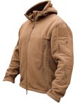 TACVASEN Windproof Men's Military Fleece Combat Jacket Tactical Hoodies, Sand, XL