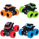 4 Pack Monster Truck Toys for Boys and Girls - Friction Powered Push and Go Toy Cars, Inertia Car Toy Set Stunt Toy Vehicles, Birthday Party Supplies for Toddlers Kids Ages 3+