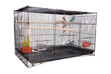 AVI CRAVE Bird cage Large 2.5 feet for Parrot,Finches,Love Birds, with 2 Perch Stick,Cuttlefish Bone Holder,with Cuttlefish Bone,2 gate to Install breeding Box,Anti Bird Escape Lock (Black), Iron