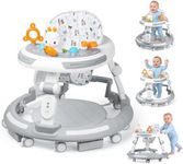 Baby Walker with Wheels - Foldable Baby Walker,4-in-1 Baby Walkers for Boys and Girls 6-12 Months, Infant Walker with Adjustable Height, Baby Activity Walker with Toys, Music, Lights, Anti-Rollover