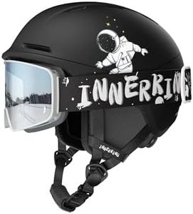 InnerKing Kids Ski Helmet and Goggles, Lightweight Boys Ski Helmet, Reinforced PC Shell & Shock-Absorbing EPS Foam & Soft Lining, Girls Snowboard Helmet 10 Vents, Snow Sport Helmets for Teens - Black