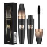 Mascara Black 4D Silk Fiber Lash Mascara 5x Volume and Length Liquid Mascara with Fiber Extensions, Best Mascara for thickening and Waterproof Smudge-proof, Full and Soft Mascara, Suitable mascara for women.