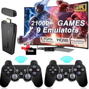 esportic 4K Ultra HD TV Video Games Console Stick 2.4g Wireless Gamepad Controller USB Built-in 21000+ Classic Wireless Console Stick 8 Bit Mini Retro Controller HDMI Output Dual Player Plug in Play