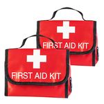 Aoutacc Nylon First Aid Empty Kit,Compact and Lightweight First Aid Bag for Emergency at Home, Office, Car, Outdoors, Boat, Camping, Hiking(Bag Only) (2 Pack Red Foldable)