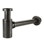 Brass Round Bottle P Trap, Basin Sink Waste Trap Drain Tube Kit Adjustable Height, Oil Rubbed Bronze Finished