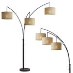 Adesso 4238-26 Trinity Arc Floor Lamp Antique Bronze Finish, Beige Burlap Lamp. Home Decor Lamps and Light Fixtures, 82"