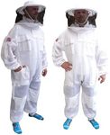 Bee Suit Air Mesh Round hat Ultra Ventilated Protective Beekeeping Suit Fully Body Bee Suit Bee Keeping Wasp Suit Beekeeper Protection Equipment (Medium)