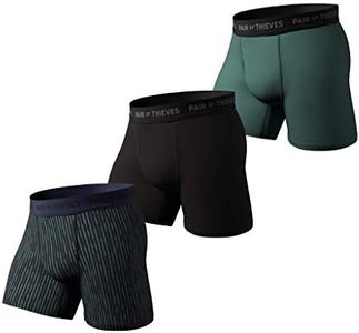 Pair of Thieves Super Fit Men’s Solid Boxer Briefs, 3 Pack Underwear, AMZ Exclusive, Broken Lines, Medium