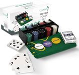 Tanness 200 Pcs Poker Set, Casino Texas Holdem Poker Set with Chips, Poker Mat & Tin Box | Gambling Cards & Casino Chips for Black Jack Games
