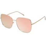 SOJOS Trendy Oversized Square Metal Frame Sunglasses for Women Men Flat Mirrored Lens UV Protection Sunglasses SJ1146 with Shiny Gold Frame/Pink Mirrored Lens