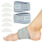 Vive Foot Arch Support Brace (Pair) - Wrap Corrector for Flat Foot, Plantar Fasciitis, Pain Relief, Fallen Arches - Compression Sleeve Strap for Feet - Gel Bands Inserts For Women & Men - Insert for