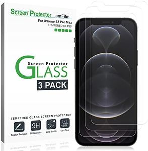 amFilm (3 Pack) iPhone 12 Pro Max Screen Protector Glass Film (2020) - Case Friendly (Easy Install) Tempered Glass Screen Protector for iPhone 12 Pro Max (6.7 Inch)