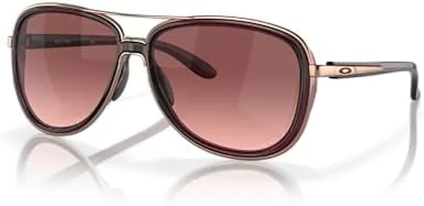 Oakley Women's Oo4129 Split Time Aviator Sunglasses, Crystal Raspberry/G40 Black Gradient, 58 mm