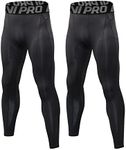 LNJLVI 2 Pack Men's Compression Pants Running Tights Workout Leggings(Black-Black,M)