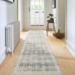 Carvapet Hallway Runner Rug 60x300cm Soft Microfiber Long Kitchen Mat Non Slip Washable Area Runner Rug Floor Carpet for Entryway Laundry Living Room(Grey)