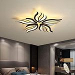 Becailyer Modern Ceiling Light Fixture, 29.5" Flower Shaped Dimmable LED Chandelier with Remote Control, 48W Acrylic Flush Mount Ceiling Lamp for Living Dining Room Bedroom Kitchen Kids Room (Black)