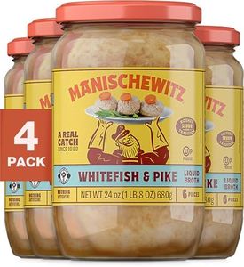 Manischewitz Whitefish & Pike Gefilte Fish in Liquid Broth, 24oz (4 Pack) | All Natural, Packed with Protein, No Added MSG, Kosher for Passover
