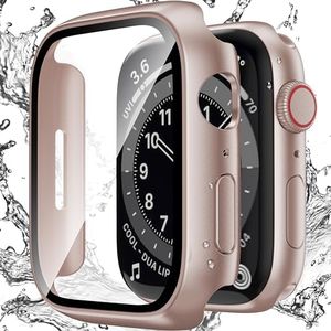 Zumyzu Compatible with Apple Watch Waterproof Case 42mm Series 11 10 with Tempered Glass Screen Protector, Full Coverage Bumper Cover for iWatch Case 42mm Rose Gold