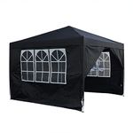 Panana 3 X 3m Pop Up Gazebo Waterproof Outdoor Garden Marquee Awning Party Tent Canopy and Carry Bag Black