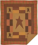 Stratton Primitive 60"x50" Throw Tan Rod Pocket Appliqued Cotton Star Pre-Washed Rectangle Decor