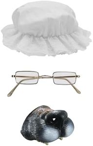 Nicky Bigs Novelties Adult Bad Wolf Granny Costume Kit Mop Hat Werewolf Nose and Fake Square Eyeglasses Set