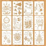 HLIWS 12 Pieces Reusable Christmas Painting Stencils,Plastic Drawing Painting Stencil,Drawing Craft Stencils,for DIY Scrapbooking Painting Drawing Craft Accessories