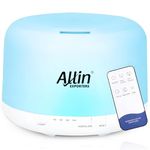 Allin Exporters 500ml Aromatherapy Diffuser with 7 Color Changing LED Lights 4 in 1 Ultrasonic Humidifier Essential Oil Cool Mist Aroma Timer for Home Baby Bedroom Office (1Pc, Multicolour)