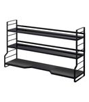 YAMAZAKI Home Sturdy, Standing Stovetop Kitchen Rack/Spice Shelves | Steel | Countertop Shelf, One Size, Black