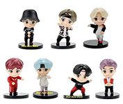 Blue Aura BTS BT21 Bangtan Boys Set of 7 Action Toy Figure Collectible Height - 7.8 CM Multi Color NOT for Kids (Dancing Set Standing)