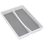 Addis Premium Soft touch 2 Twin Compartment Drawer large Utensil Cutlery Organiser Tray, White & Grey new 2 Sections