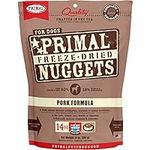 Primal Freeze Dried Dog Food Nuggets, Pork; Complete & Balanced Meal; Also Use as Topper or Treat; Premium, Healthy, Grain Free, High Protein Raw Dog Food, 14 oz