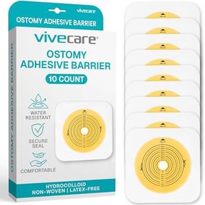 Vive 10 PCS Ostomy Skin Barrier - Cut-to-Fit Adhesive Wafer for Two Piece Drainable Pouch - Medical Grade Ostomy Supplies for Colostomy, Ileostomy, Postoperative Care (10)