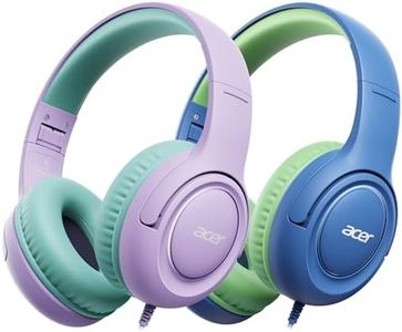 Acer 2‑Pack Kids Headphones for School, 3.5mm Jack, w/Mic HK03‑2P | 85-94dB Limiter, Foldable Wired Over Ear Headphones, for Toddler School/Tablet/iPad/PC/Travel