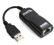 Plugable USB 2.0 to Ethernet Fast 10/100 LAN Wired Network Adapter - Driverless and Compatible with Chromebook, Windows, Linux