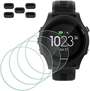 Screen Protector for Garmin Forerunner 935 Smartwatch [4 Pcs] + Anti-dust Plugs 5Pcs, MTHGH Tempered Glass 9H Hardness Anti-Scratch Sensitive Touch Bubble Free Film Ultra-Thin Protective Cover