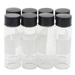 Kesell Clear Glass Bottle Small Liquid Sampling Sample Glass Bottles Vials with Writing Patch and Screw Cap, 15ml Capacity, Pack of 8