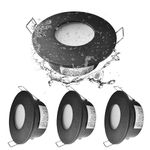 Sweier Waterproof Downlight GU10 Black, Bathroom Spotlights IP65, Bulb not Included, Round Recessed Downlights for Shower Ceiling, Cutout 68mm/2.68in, 4 Pack