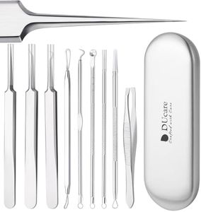 DUcare Blackhead Remover Tools 9 Pcs Pimple Popper Tool Kit with Metal Case for Pimples, Blackheads, Zit Removing, Forehead