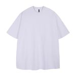 Mr.Color Men's Fashion Loose Fit Cotton Tshirts Drop Shoulder Short Sleeve Solid Baggy Shirts Casual Crewneck Tees Tops White